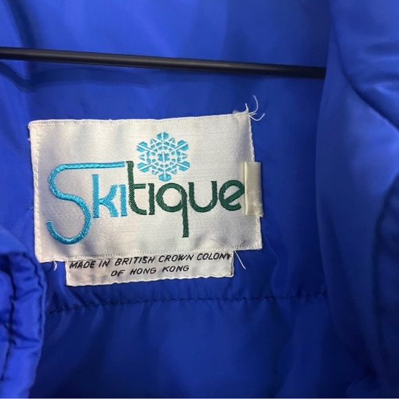 Skitique Vintage 80's Slope Grey Duck Down Ski Puffer Winter Vest Size Large - Picture 5 of 7